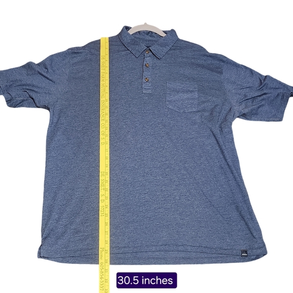 PRANA Polo Shirt Men’s XXL Blue Short Sleeve Button Up Pocket Sustainable Casual - Picture 7 of 10